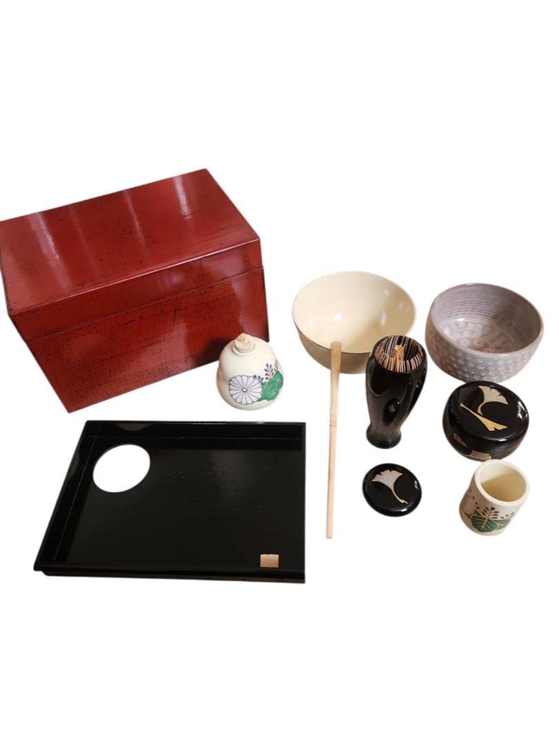 茶道具　茶箱　仁清　新菊桐　英香作　８点セット