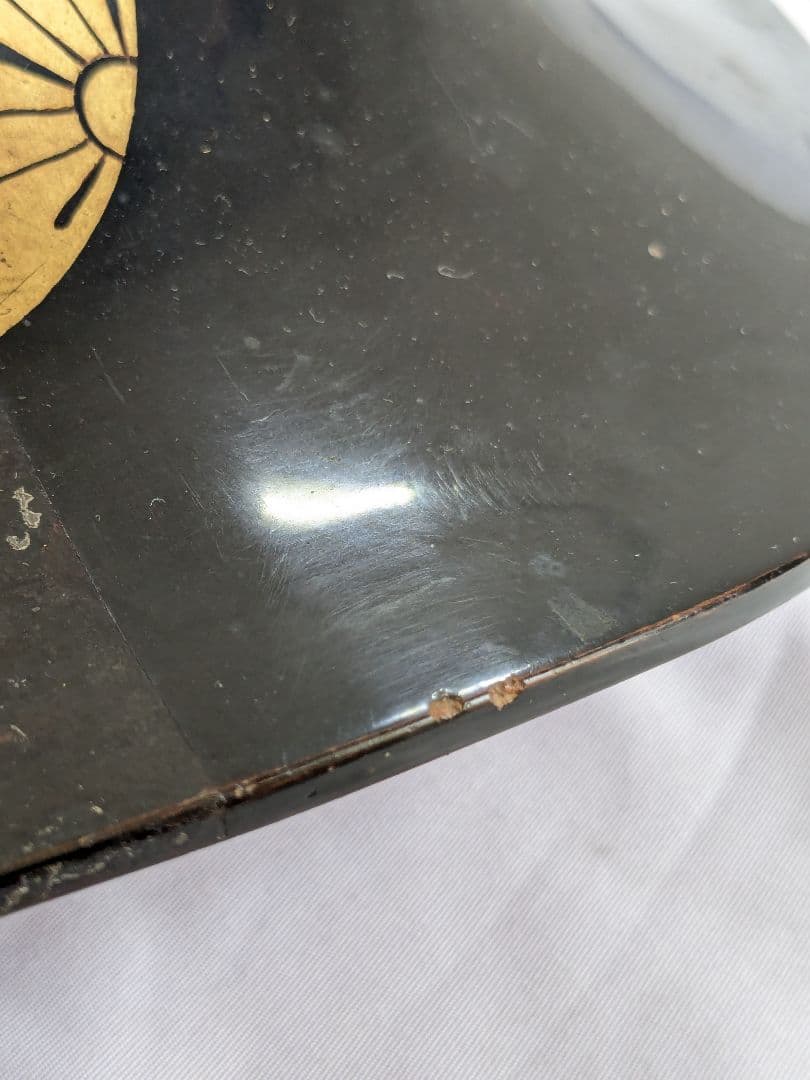 陣笠 木製 三ツ割菊 武士防具 ヴィンテージ