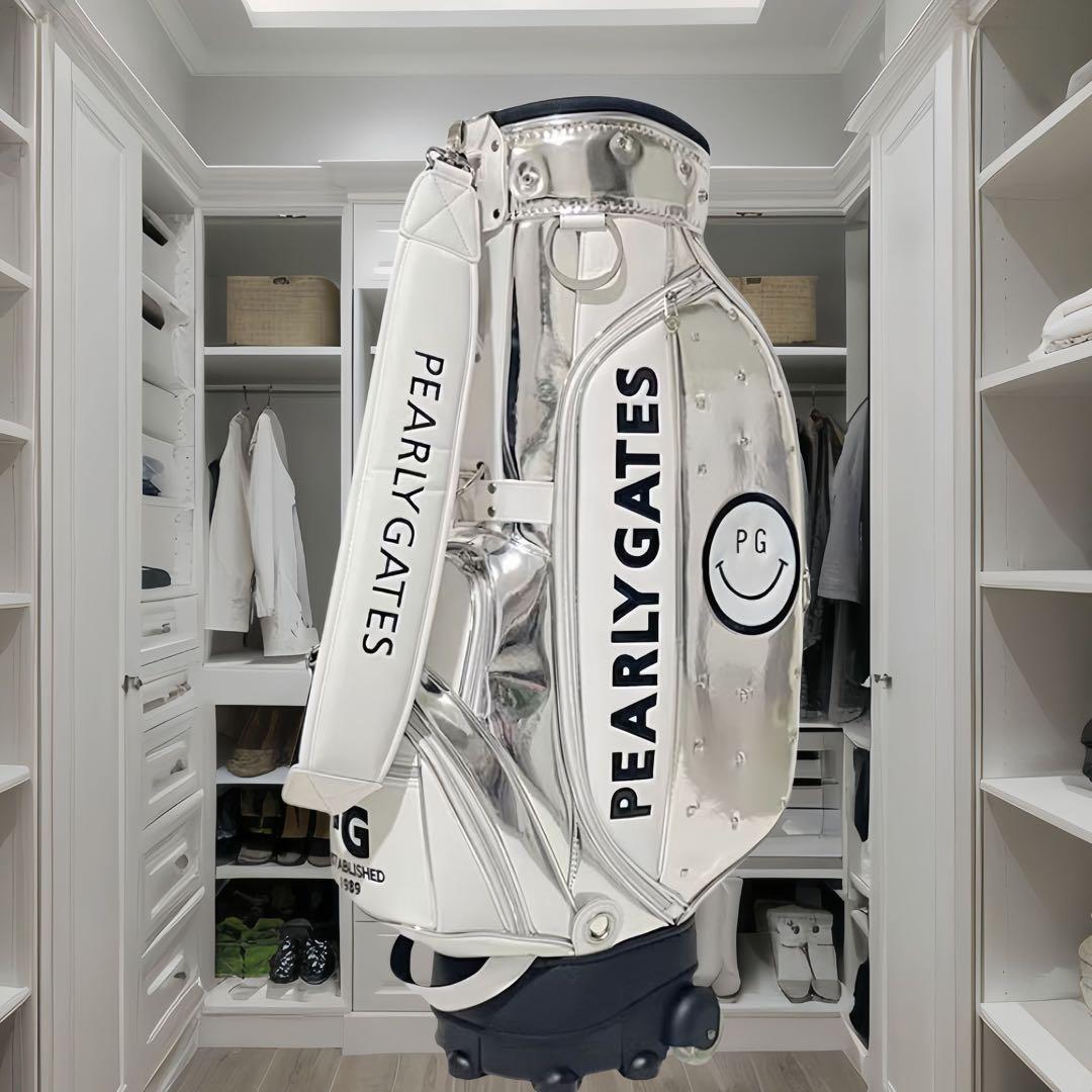 PEARLY GATES キャディバッグ ホワイト/シルバー　合成革