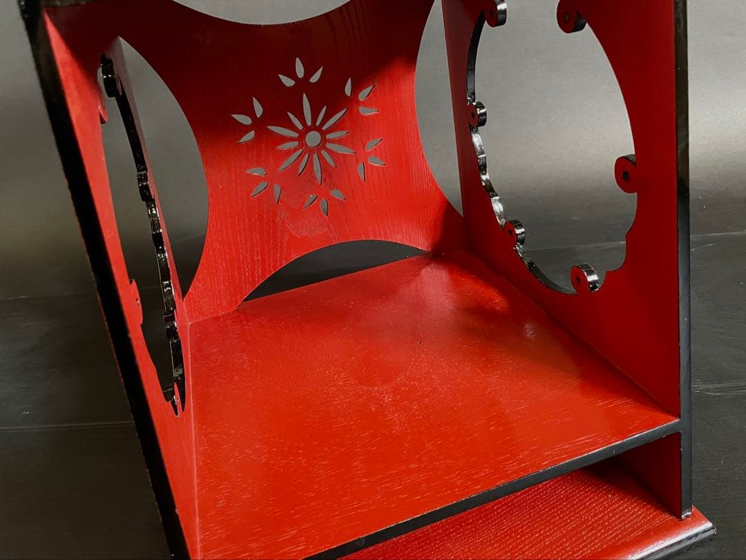 【美品】「母」 江戸千家 一元斎好 雪輪棚 朱漆 柿合わせ 元箱 （212あ⑤）