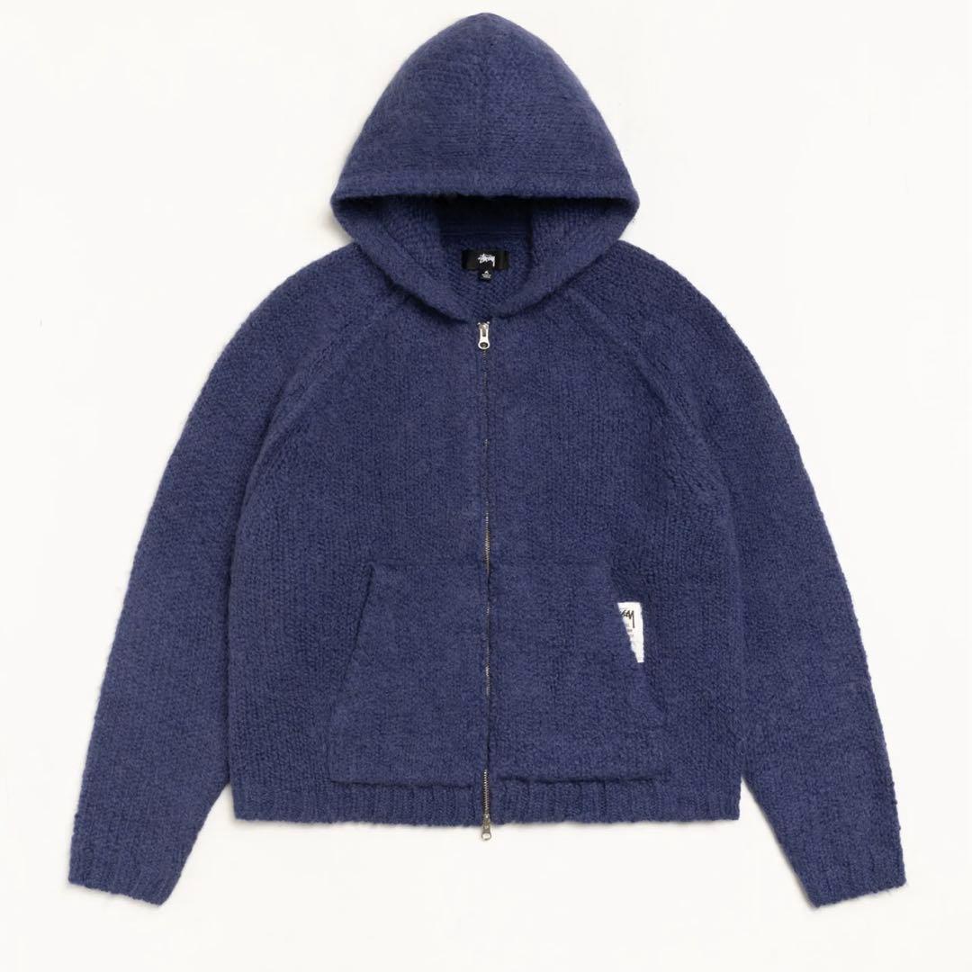 トップス STUSSY CHUNKY KNIT ZIP HOODIE