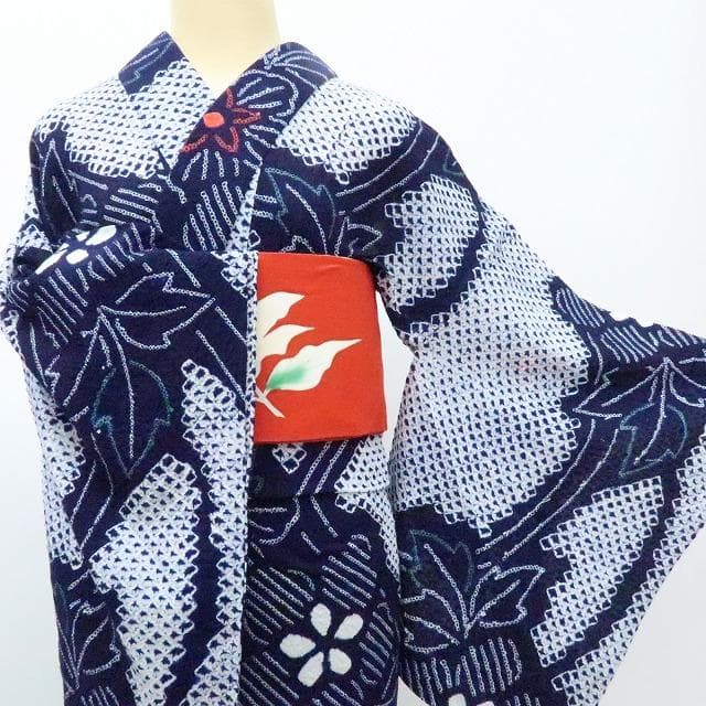 Y3455◆美品 有松鳴海絞り 綿 手縫い仕立て 高級浴衣 洗える夏着物