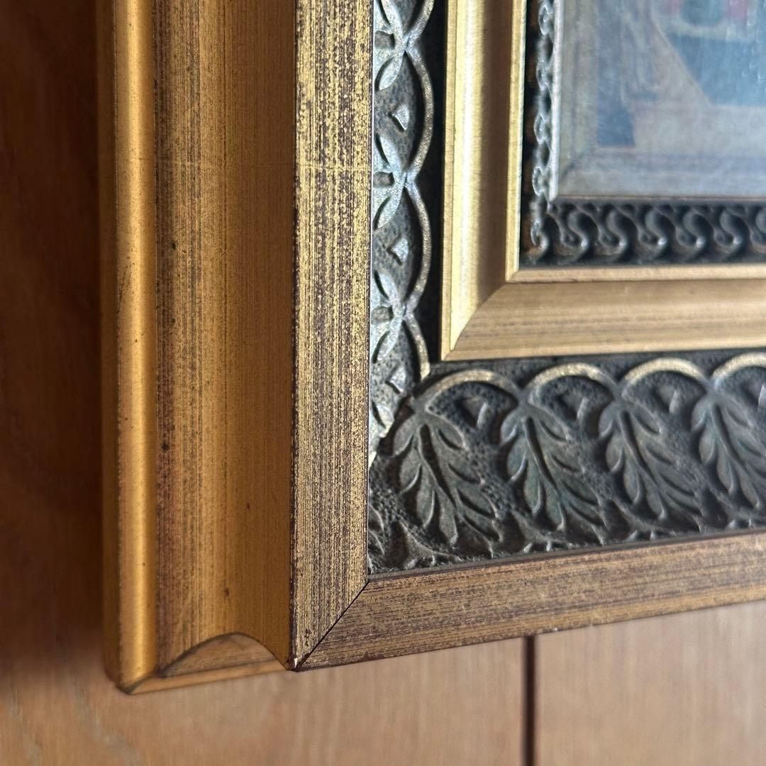 キリスト教美術 絵画 額縁 アンティーク 66.5×67cm 骨董品