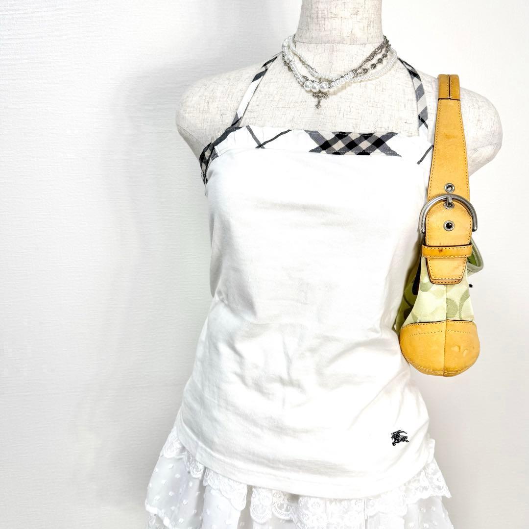 y2k❤️ BURBERRY BLUE LABEL ホルターネックトップス