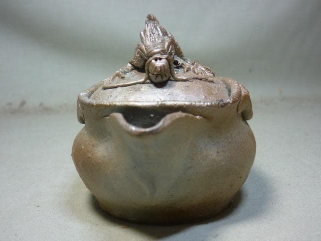 備前焼　在銘　備前手造り龍宝瓶　煎茶器　超絶技巧