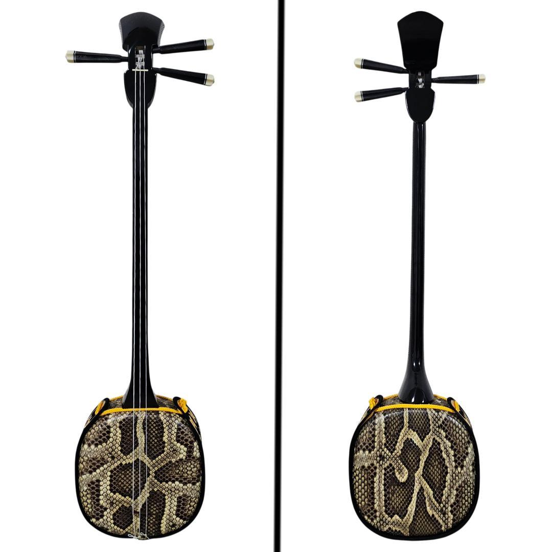 沖縄三線 蛇皮 ハードケース付 付属品多数 胴巻き 刺繍 入門セット