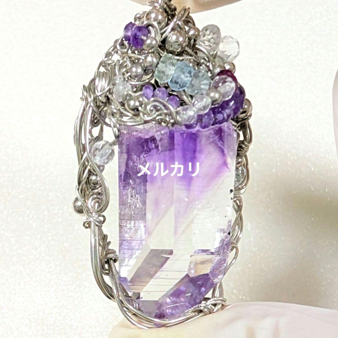 希少ファントムアメジスト アルゲンティウムシルバー ワイヤーアート ペンダント