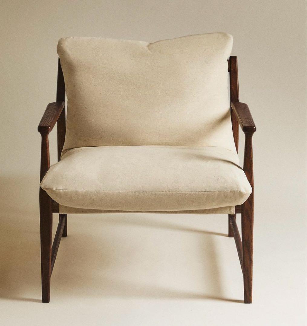 ZARA  ザラホーム　デタッチャブルクッション ウッドアームチェア