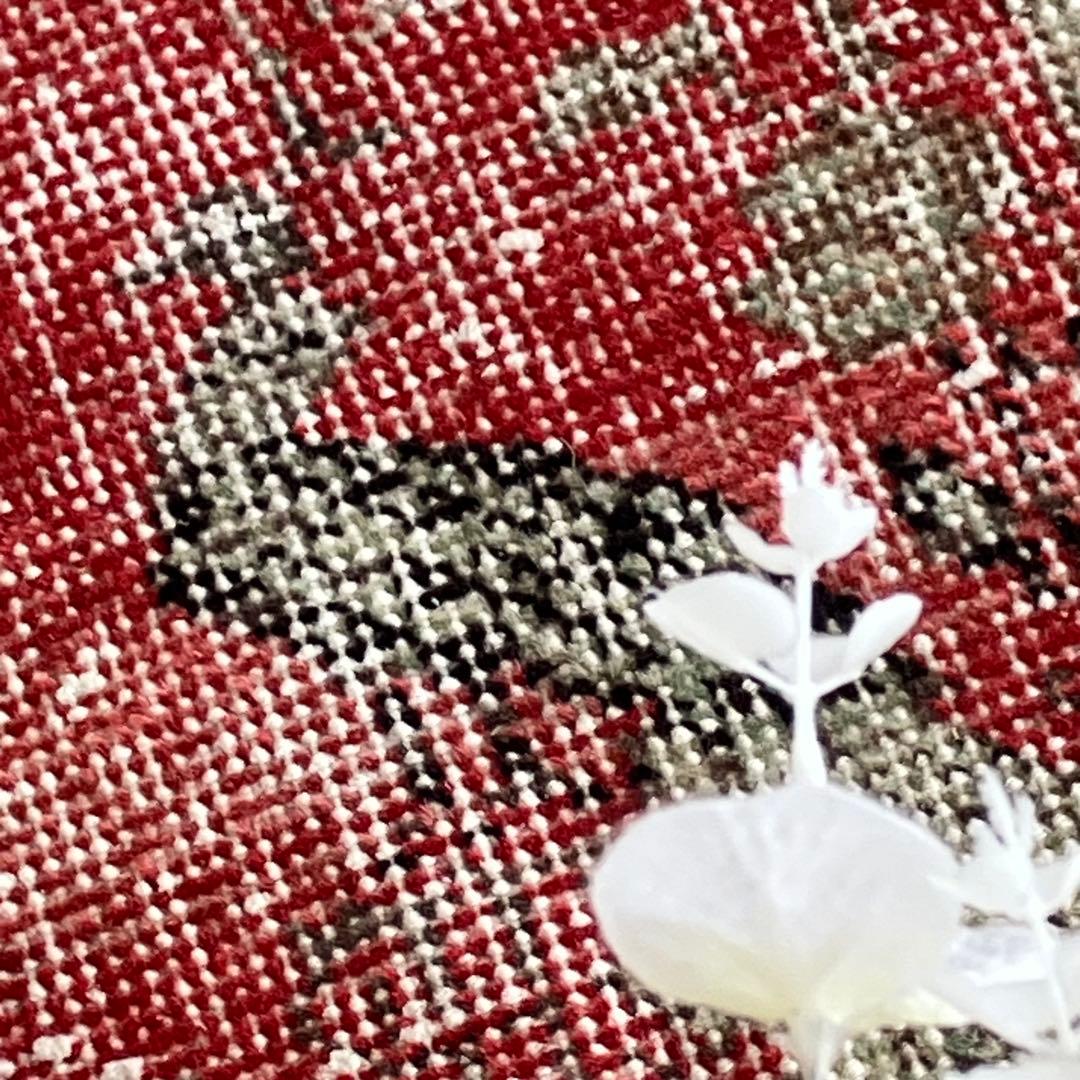 レア✳︎シャビーレッド　囲みコーラルオレンジ　フラワー　トルコヴィンテージラグ