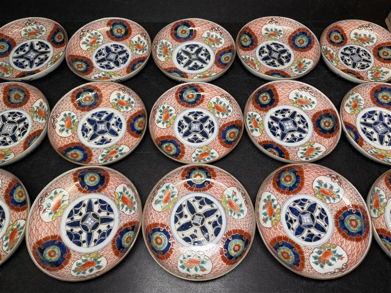 時代 古伊万里 錦手 四通組 60客 無傷 各15上 太明成化年製 文政十亥八月