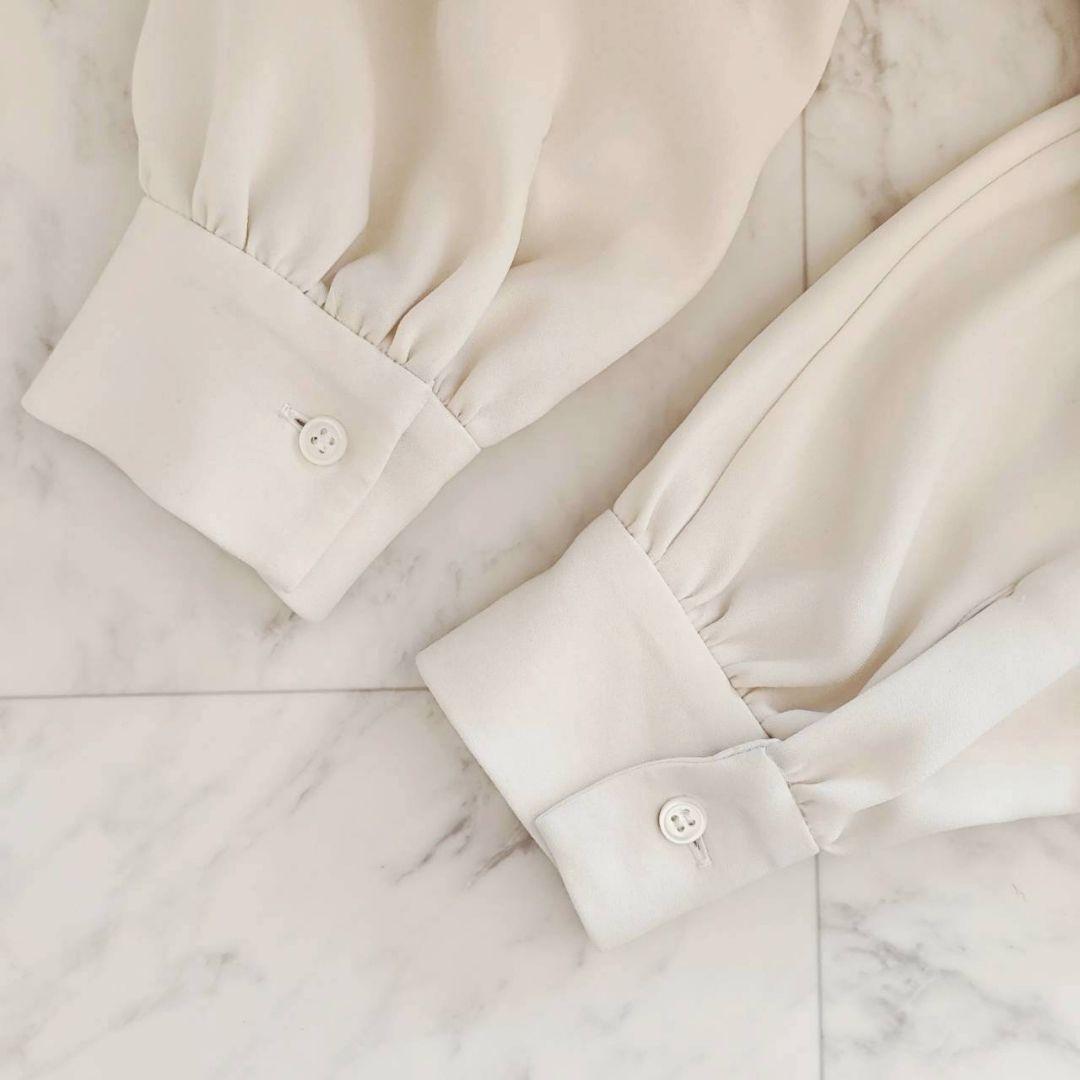 Theory 洗える スタンドカラー フォーマル ブラウス アイボリー