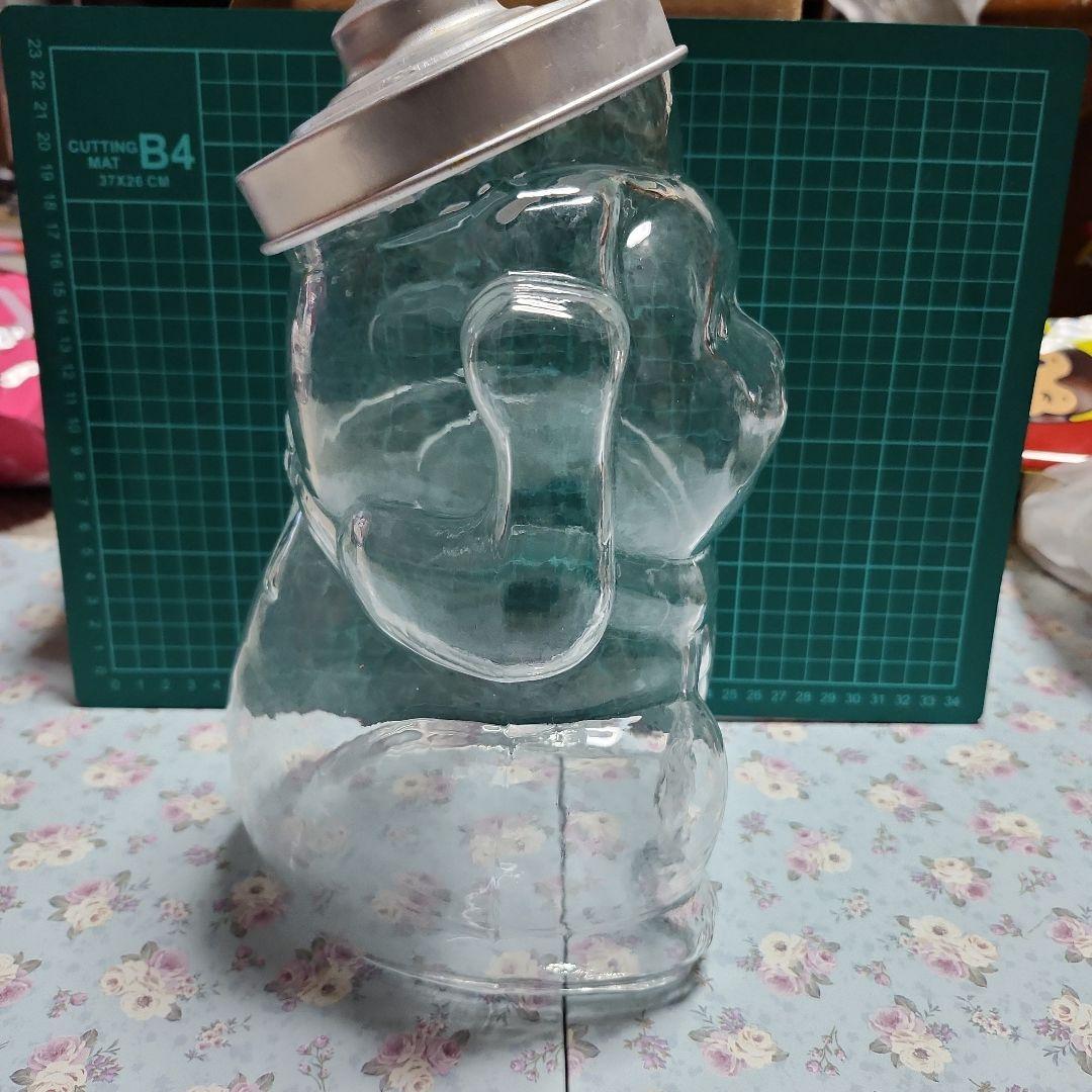 かもめ　アンティーク ガラス製 招き猫型 駄菓子瓶