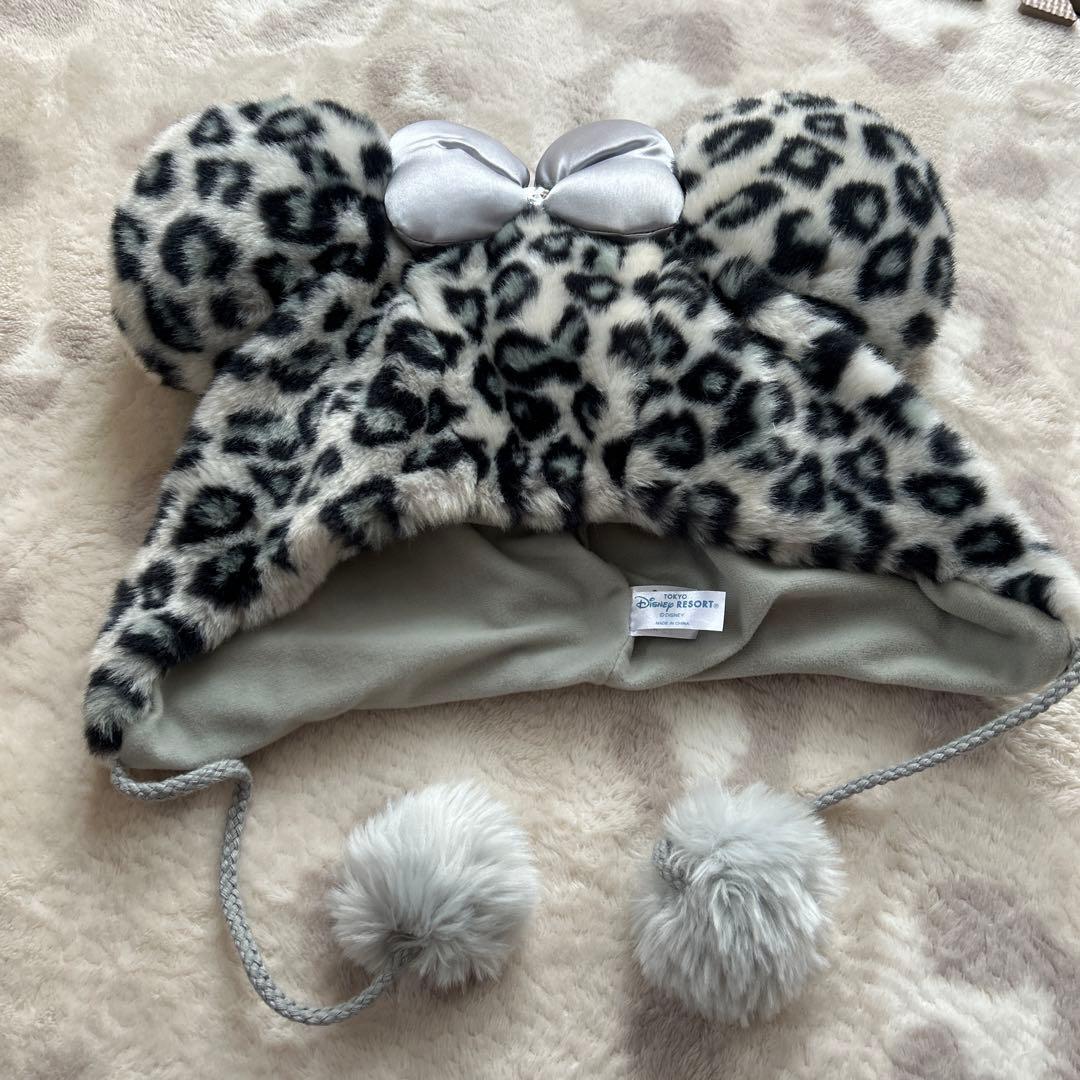 東京ディズニーリゾート　レトロなディズニーファンキャップヒョウ柄　グレー
