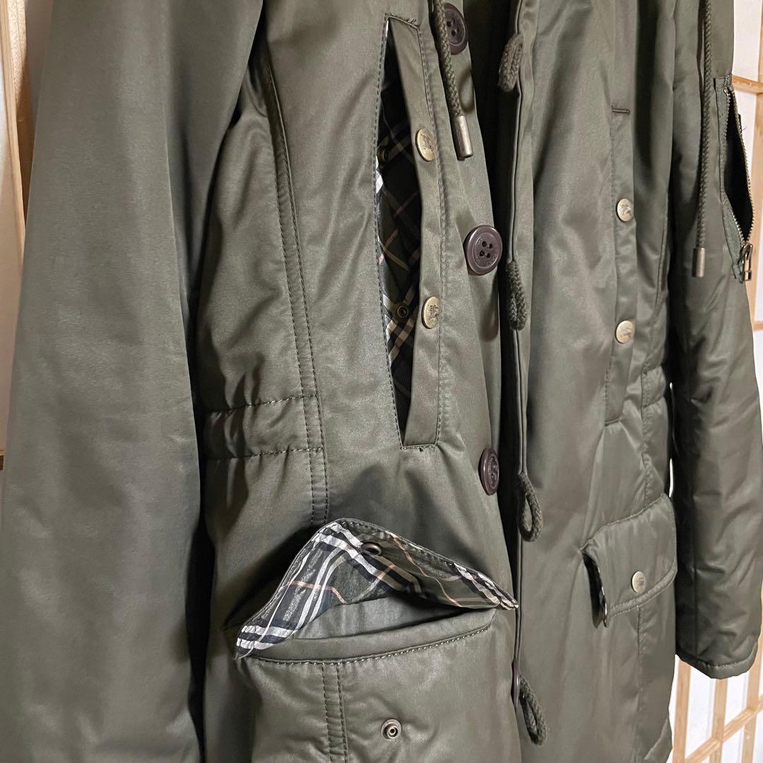 ◆中古美品　BURBERRY モッズコートラクーンファー付き/カーキ38(Ｍ)