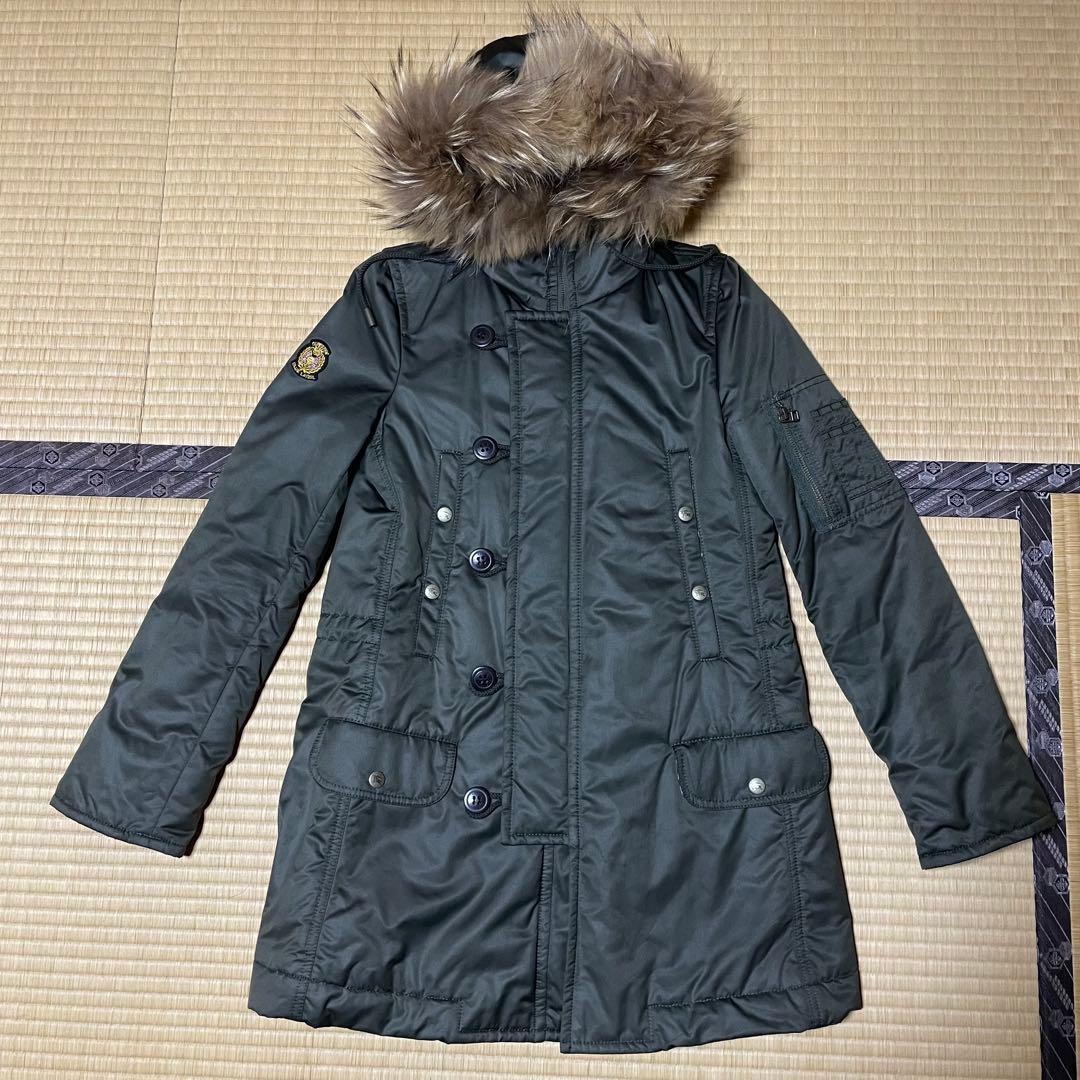 ◆中古美品　BURBERRY モッズコートラクーンファー付き/カーキ38(Ｍ)