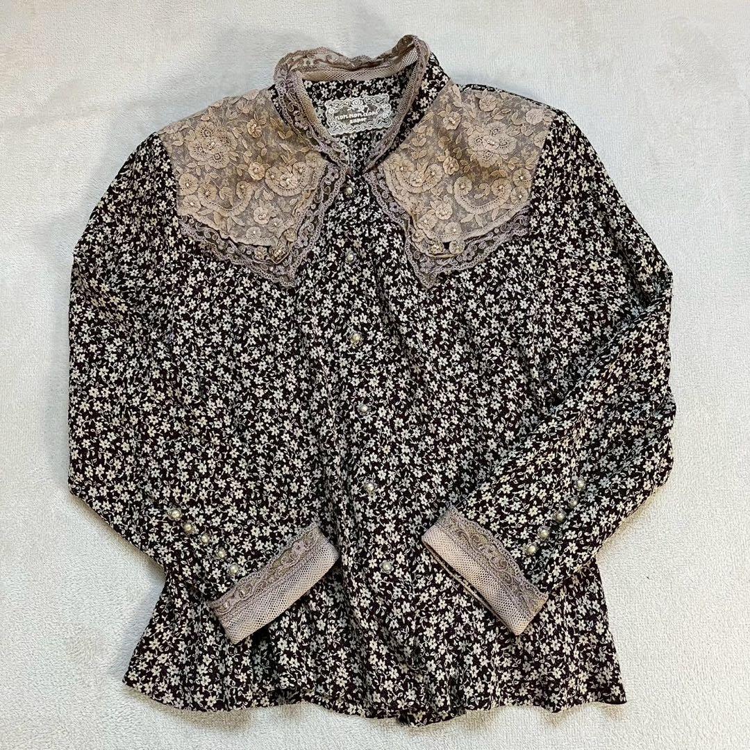 ノンノンドール ブラウス レース袖 レース襟