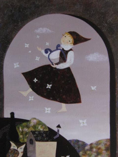 前田麻里、春愁、希少な画集より、新品高級額、額装付、状態良好