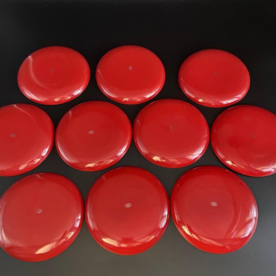 京都 平安象彦 菊 銘々盆 菓子皿 漆器 10客 共箱 菓子器 茶道具 雛祭り