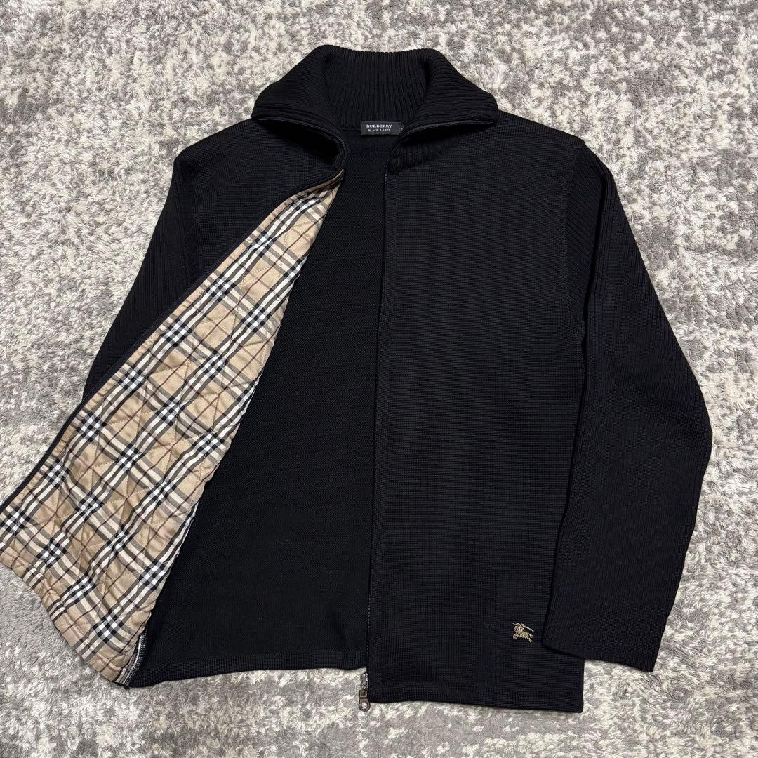 バーバリーブラックレーベル ドライバーズニット 中綿 ウールジャケット 日本製