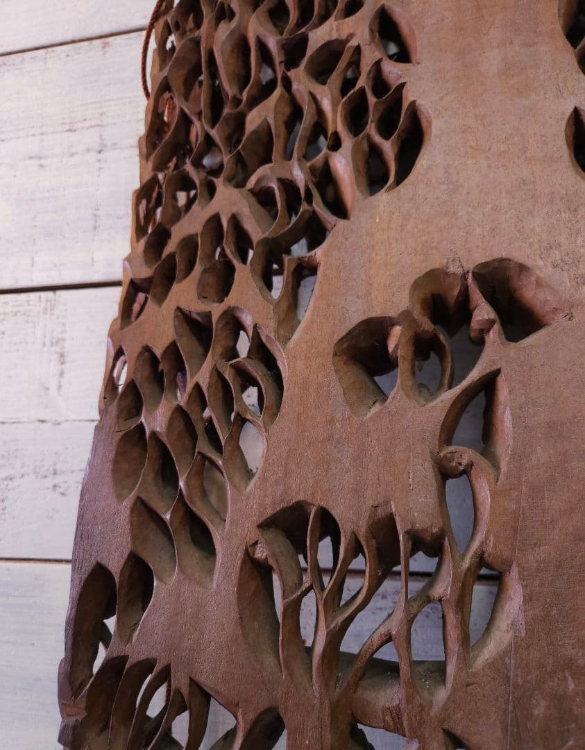 アンティーク インド 木彫りの壁掛け 天然木 木製 無垢材 仏教 古美術 彫刻