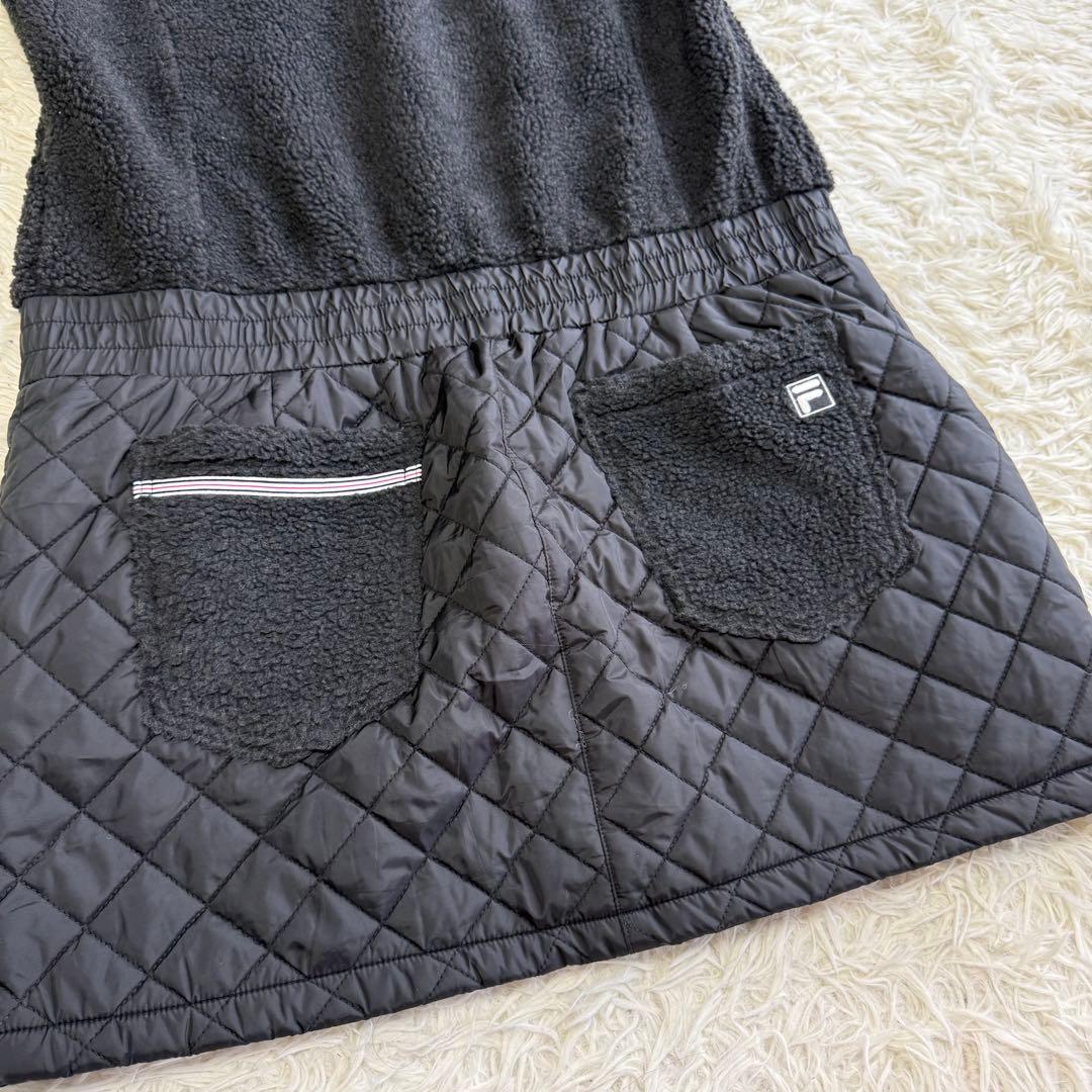 【フィラゴルフ】美品 ワンピース ボア キルティング ブラック L レディース