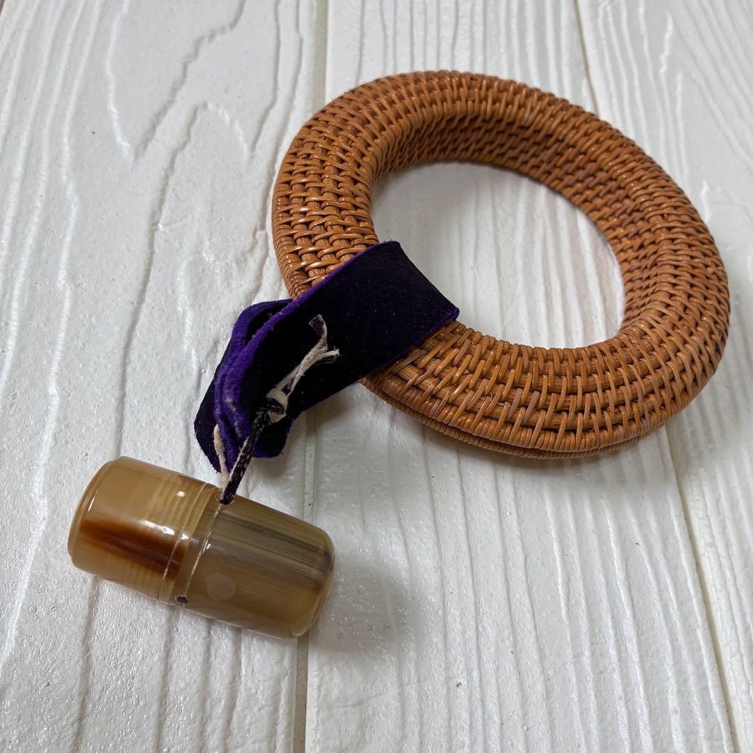 弓道　弦巻　ぎり粉入付き　セット　牛角　籐製