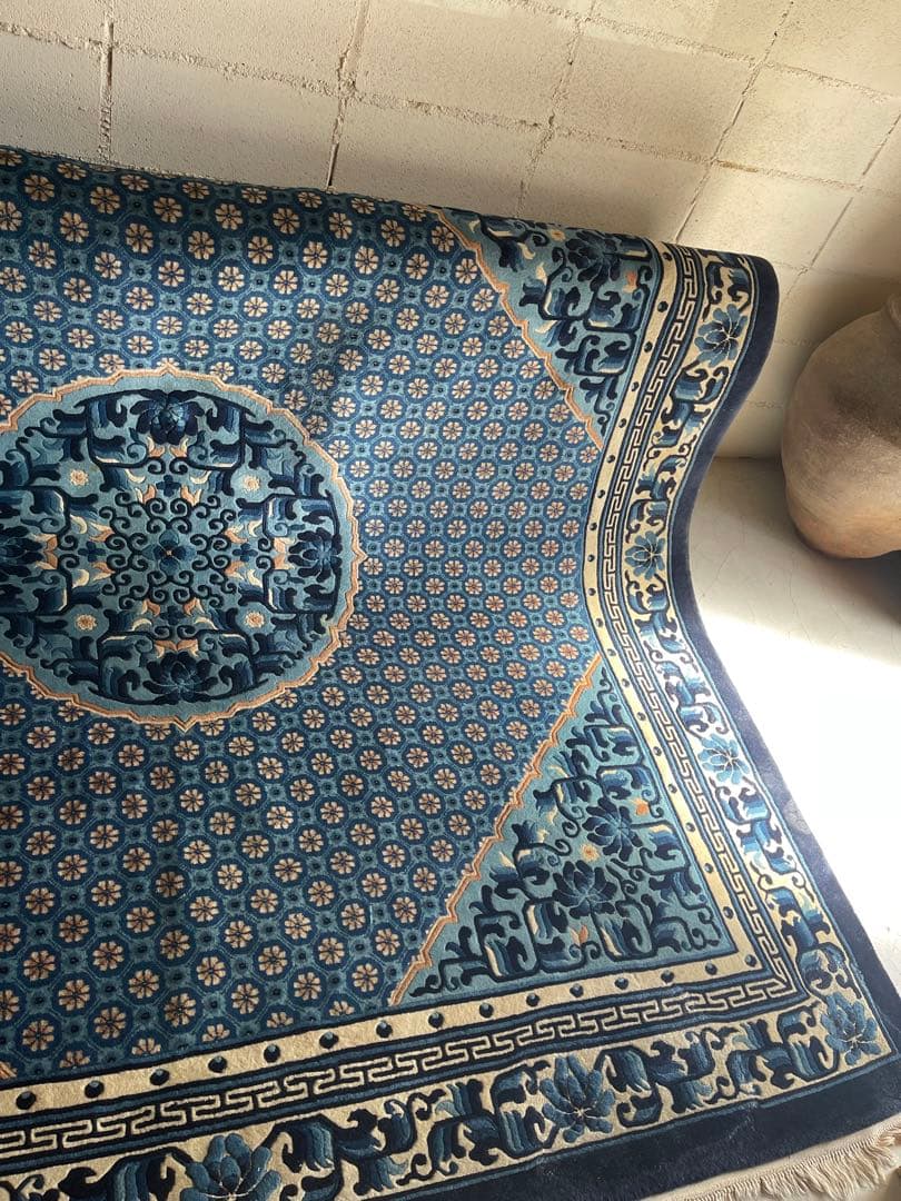 中国段通　4畳半　245×245 正方形　絨毯　カーペット　毛100% 手織り