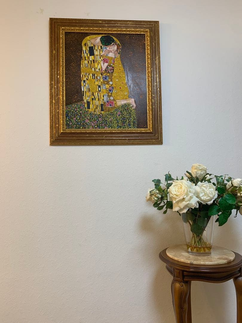 グスタフ・クリムト「接吻」油絵アート作品 フレーム付き