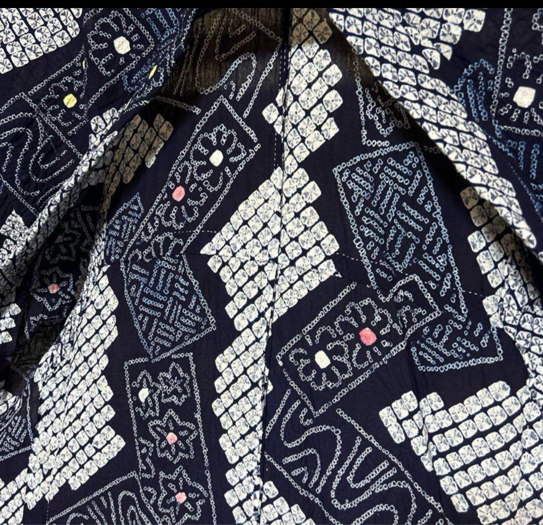 有松鳴海絞り浴衣フルセット4点　美品高級浴衣＋夏正絹帯＋夏正絹帯締め＋夏帯揚げ