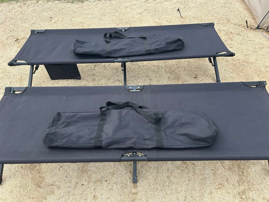 Hilander コット ブラック サイドポケット付き　2台セット