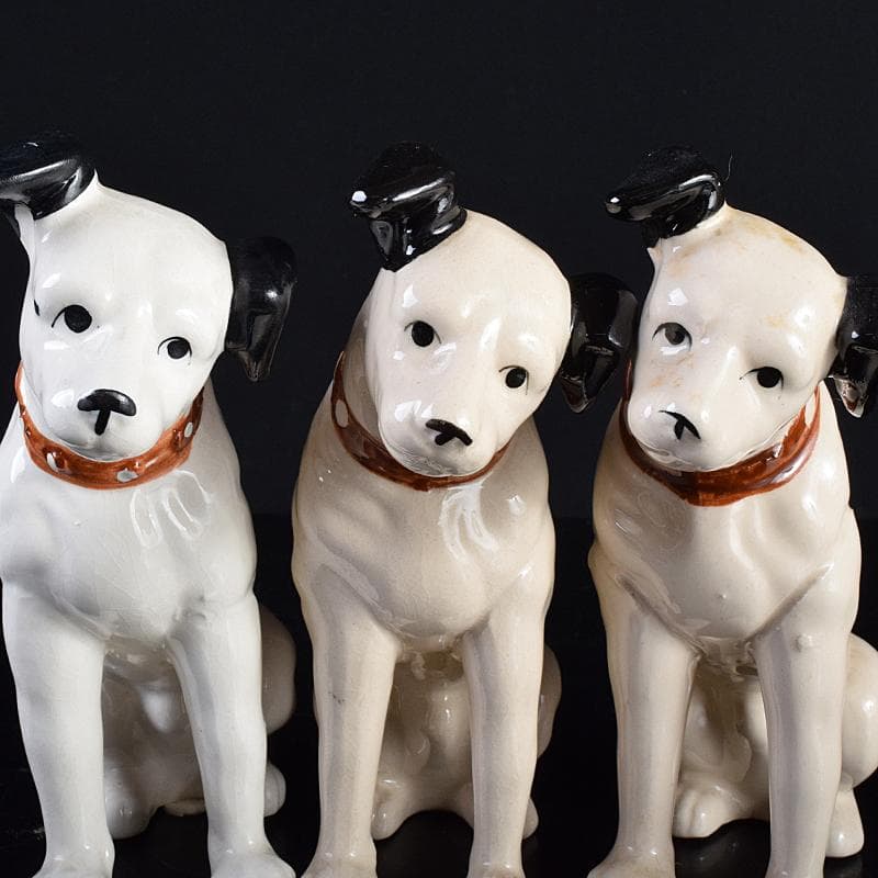 アンティーク　陶器製　ビクター犬　ニッパー君　大中小11点　M　R7698B