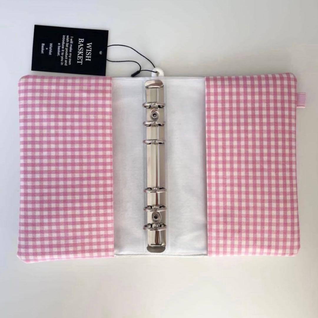 早い者勝　韓国　バインダー　カバー　貯金　現金管理　シルバー　ピンク　チェック2