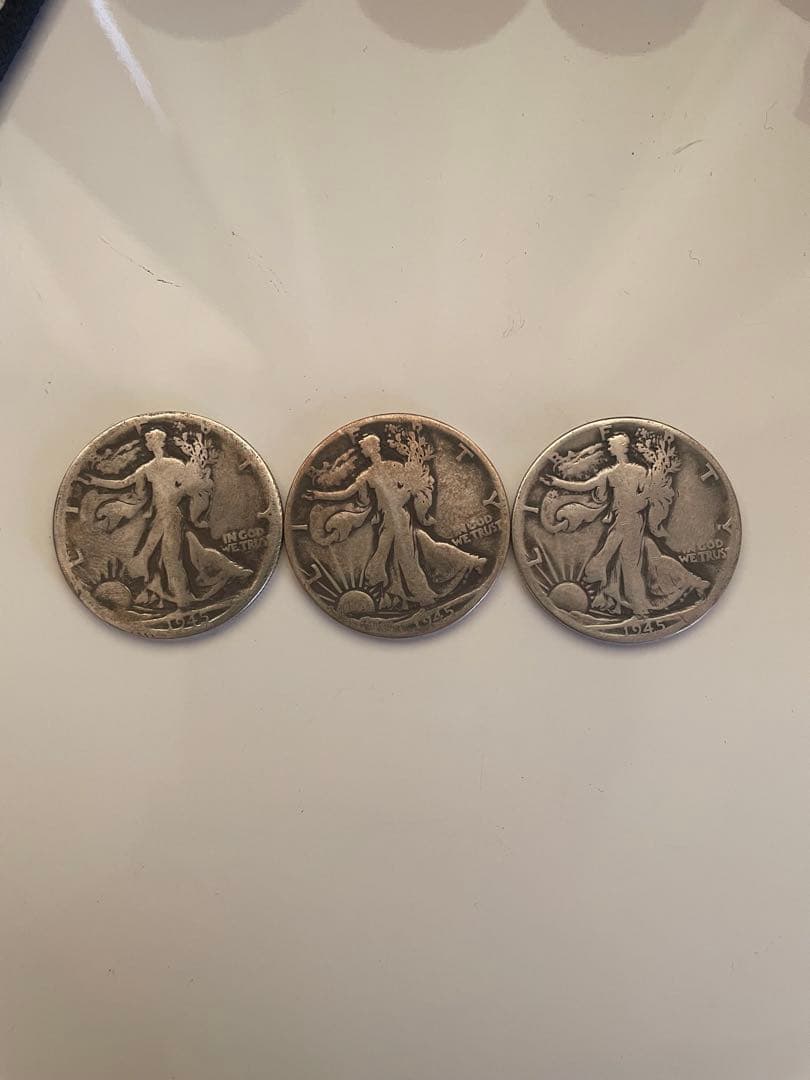 ウォーキングリバティ ハーフダラー　1945年　3枚セット