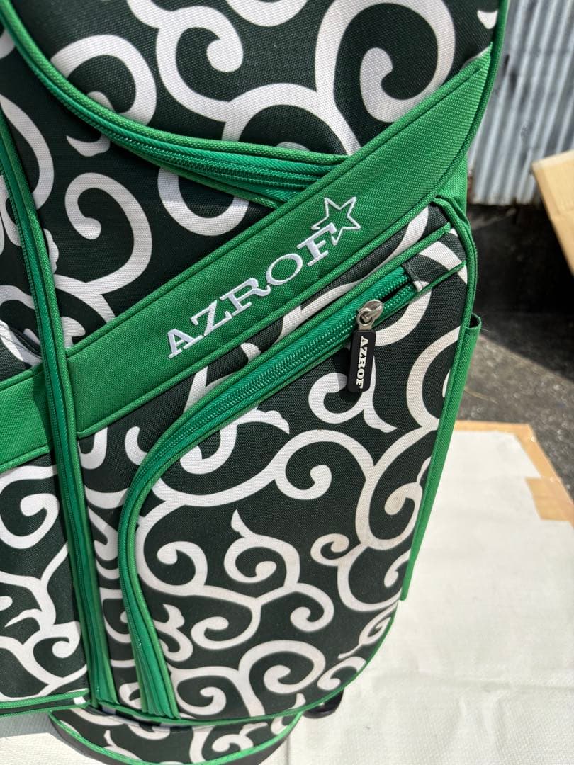 AZROF アズロフ スタンド キャディバッグ カラクサグリーン 唐草模様