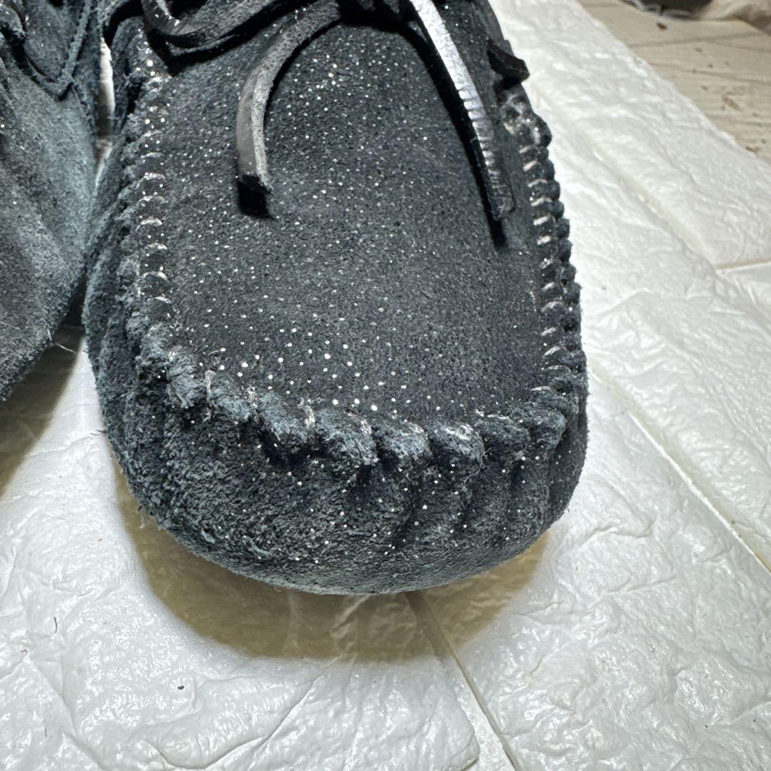 美品★UGG ブラック スエード モカシン ラメ 24cm リボン