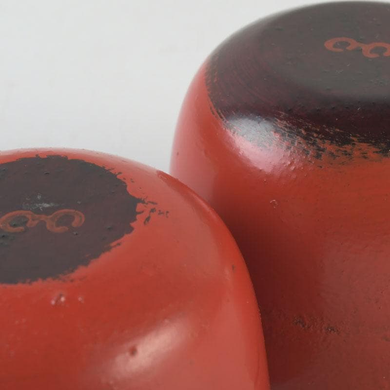 時代漆器　根來塗　梅蒔絵　盃　一對　N　9849