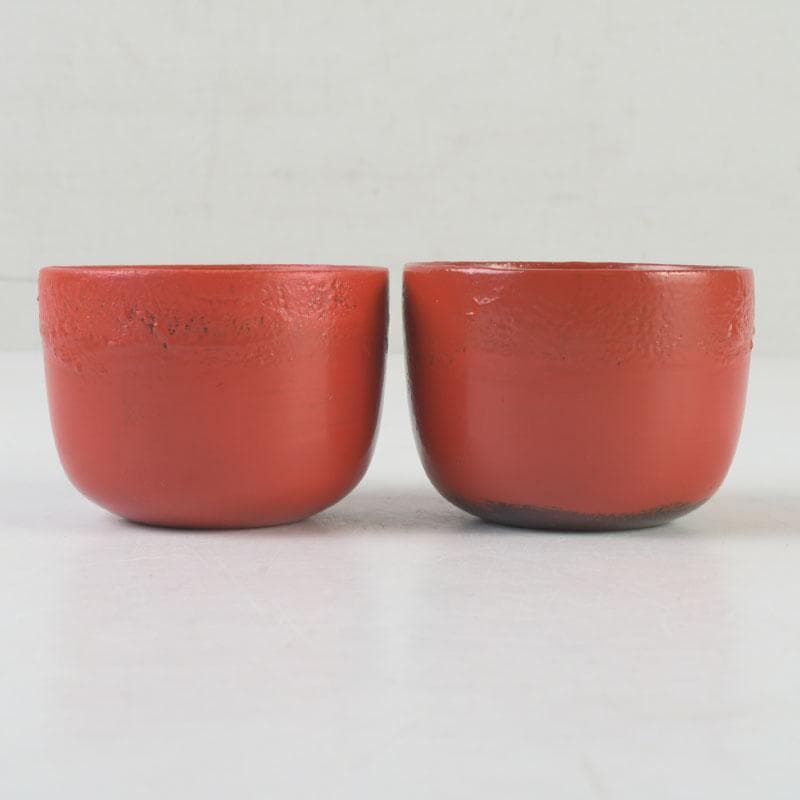 時代漆器　根來塗　梅蒔絵　盃　一對　N　9849