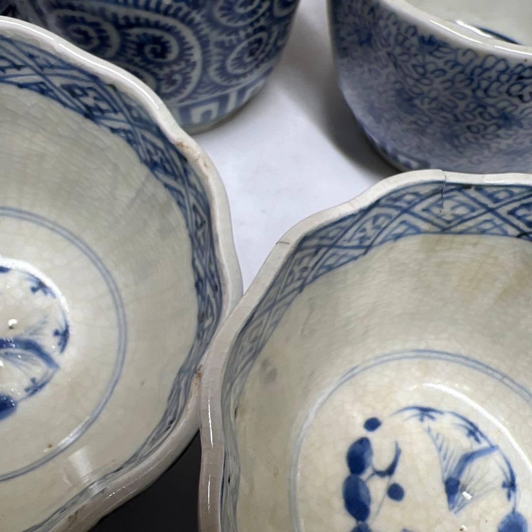 江戸後期　古伊万里　蛸唐草猪口等12客　東Y7-1208③トヒオサ