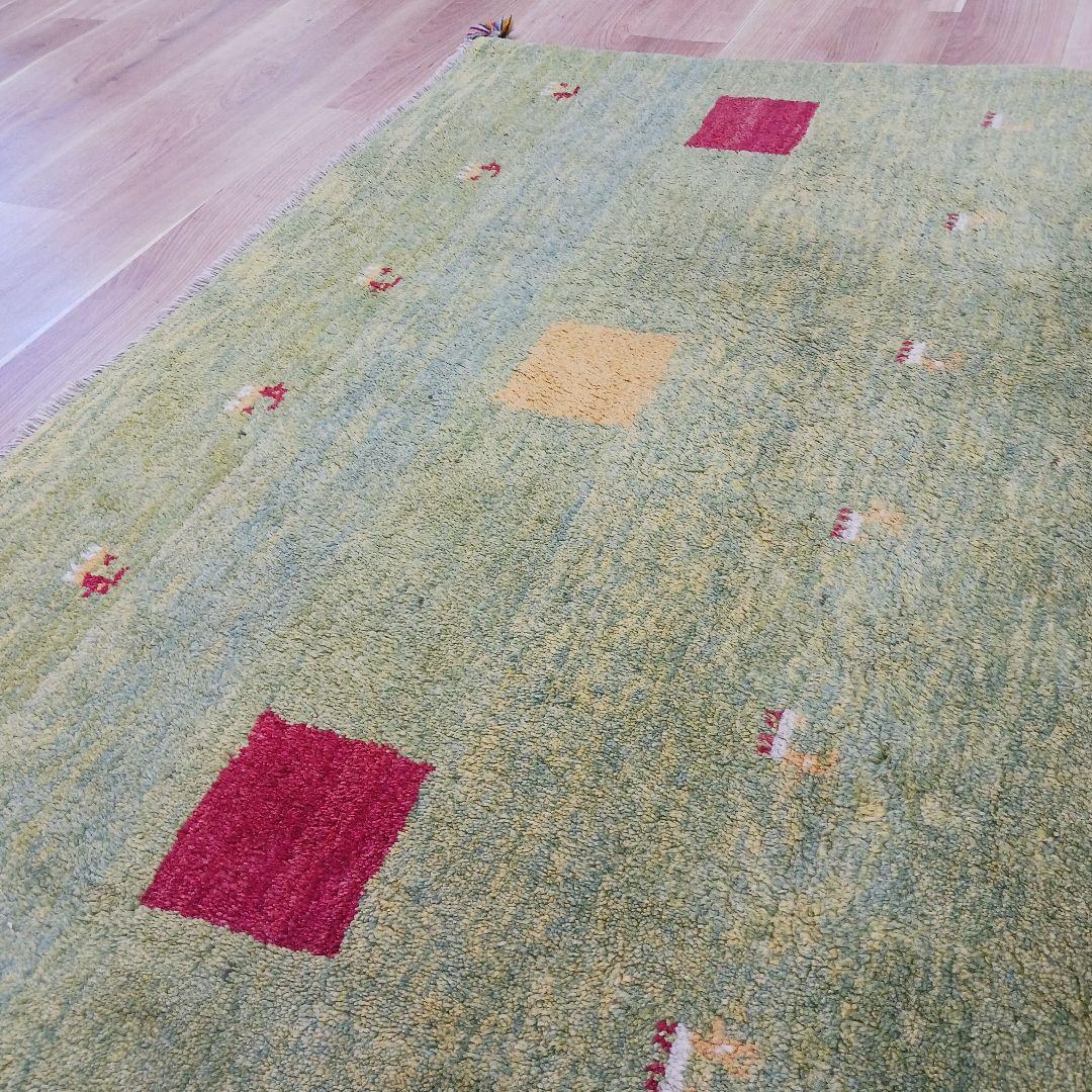 Y3064 ペルシャ絨毯 ギャッベ 手織り ウール 191×150㎝