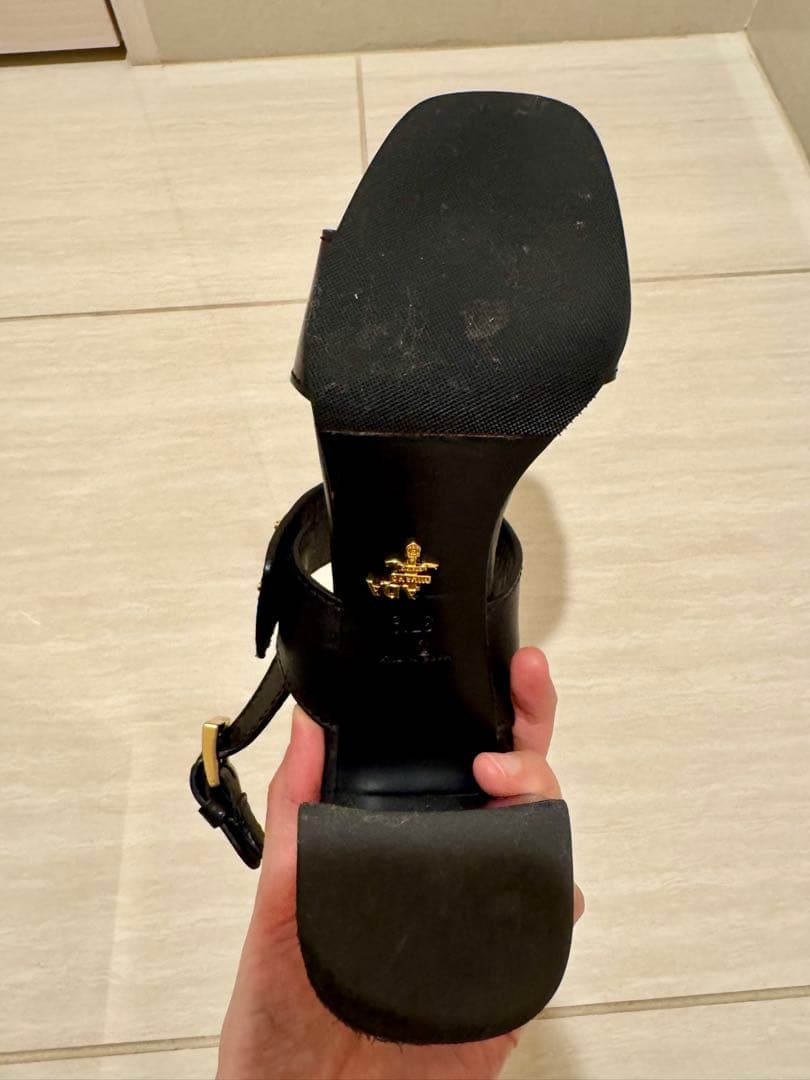 PRADA ブラック ヒールサンダル 37.5 / 24cm