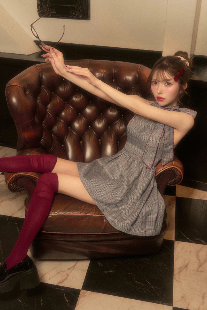 新品未使用品 BELEAR MIMI グレンチェックフレアミニ ワンピース