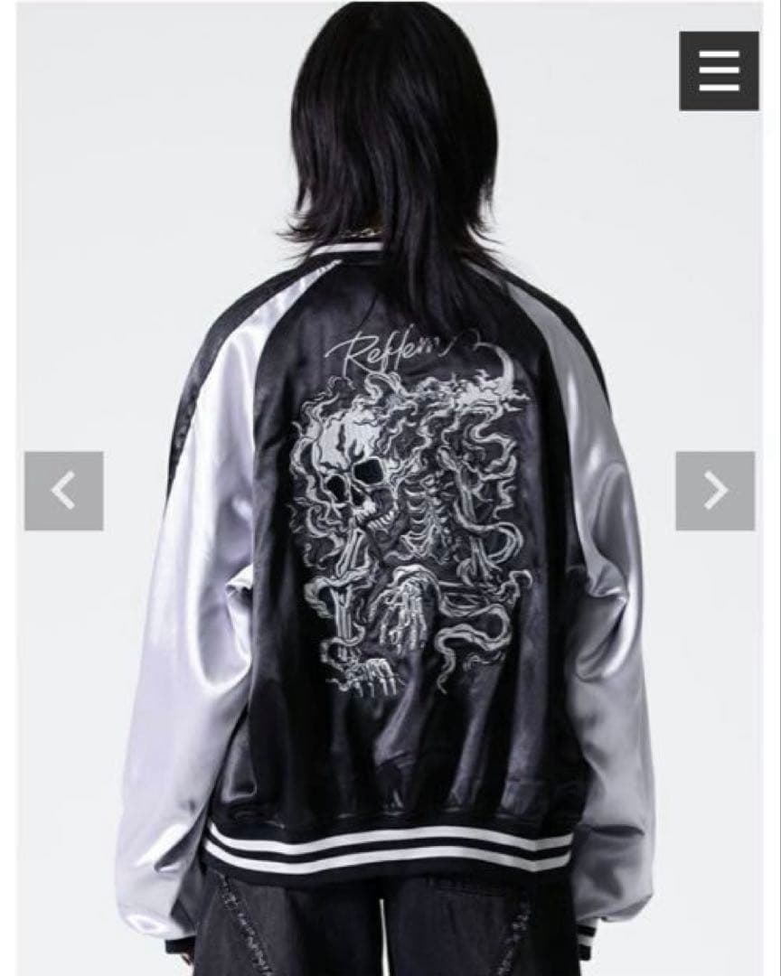 新品　タグ付き REFLEM【レフレム】スカル刺繍闇艶スカジャン