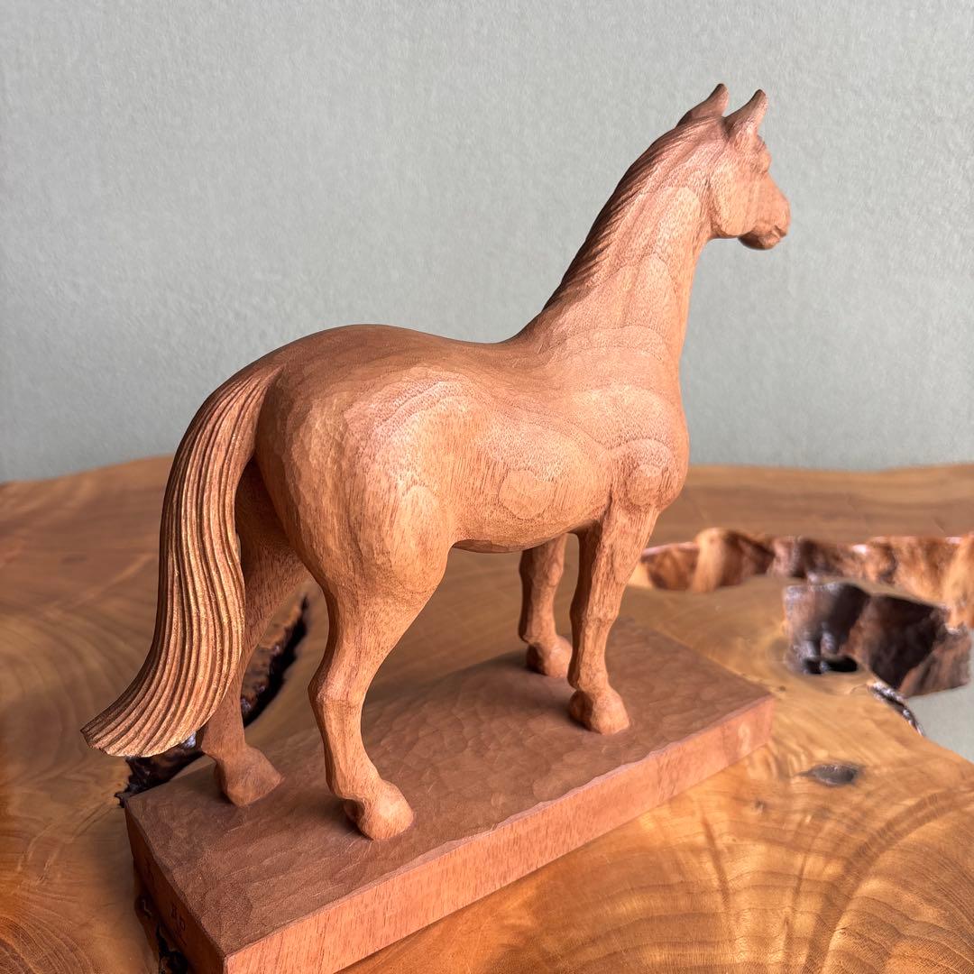 「馬」高野五聖 干支置物 木彫 細密彫刻 共箱