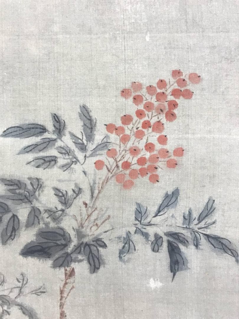 真作/貫名海屋/海客/南天水仙図/12月の花/掛軸/名家伝来/AE-3