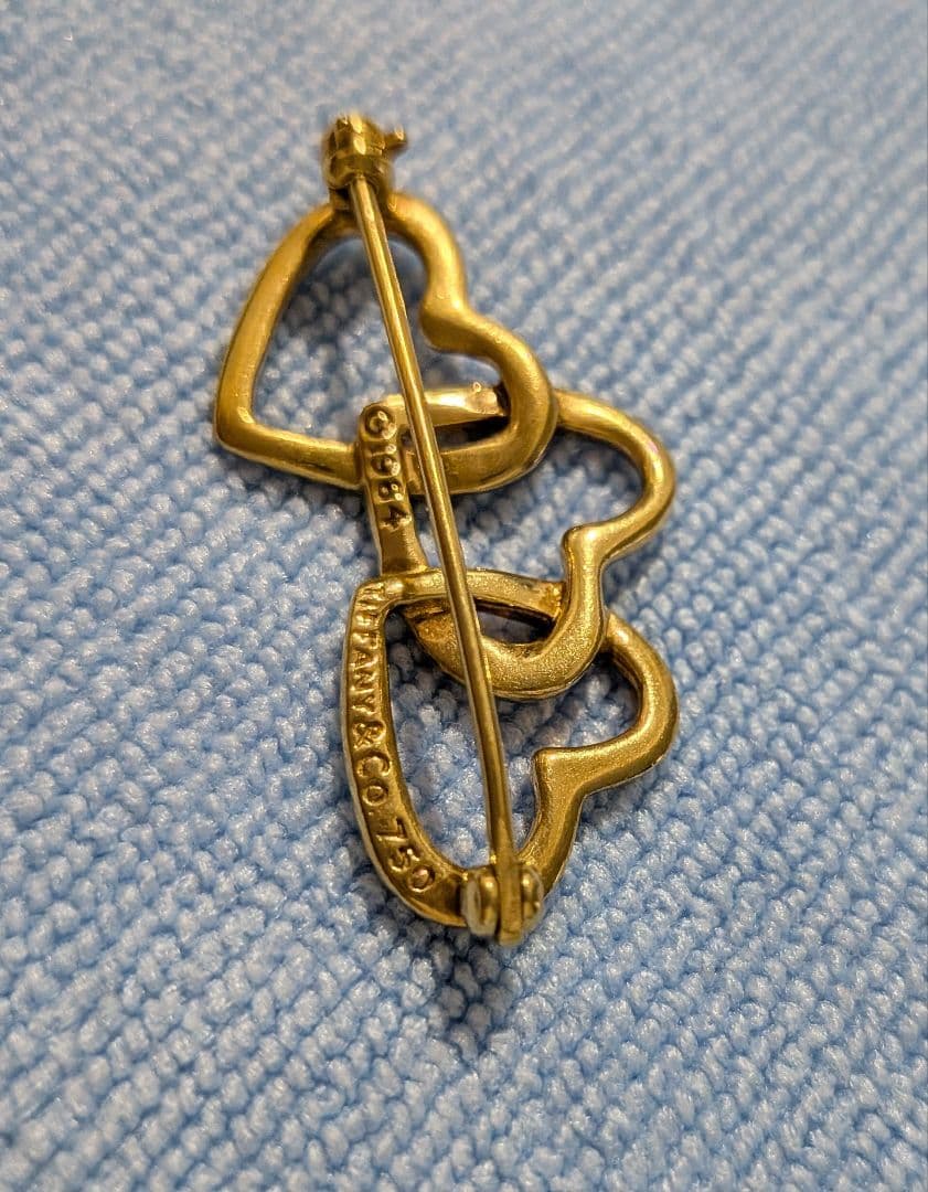 ティファニー18金トリプルハートブローチ