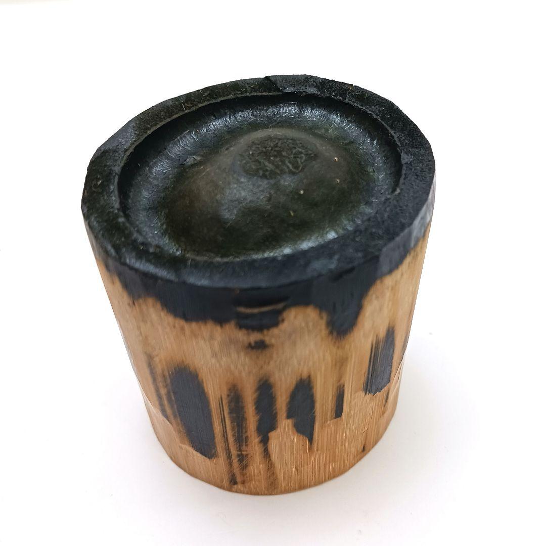 Y3380-1 茶道具 竹一重切花入 竹製 花入 銘「洗心」 書付 共箱　XX