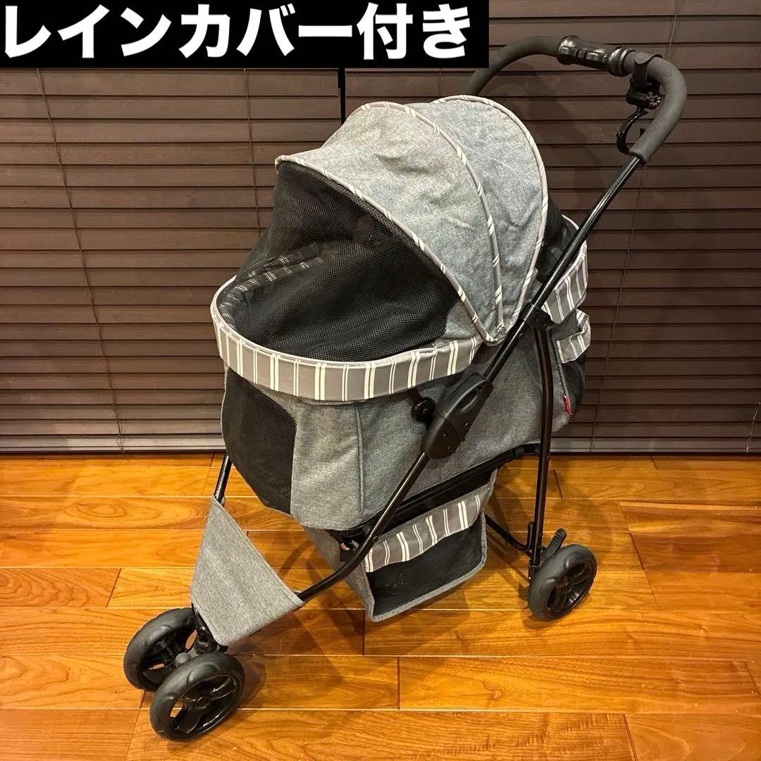 ジェックス　わんわんカート スマートハンディ ストライプグレー 防寒レインカバー