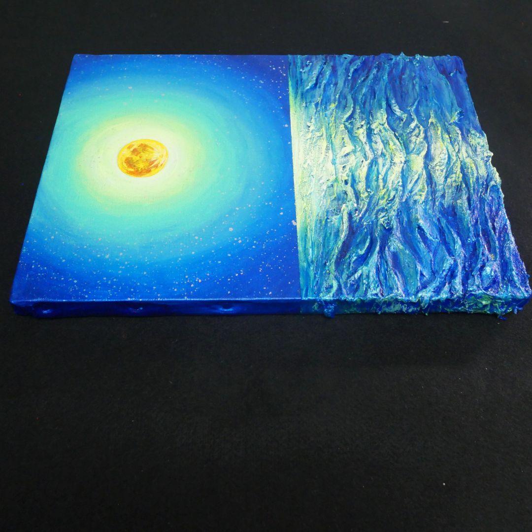 油絵 油彩 油彩画 絵 絵画【満月の海 】Ｆ4号