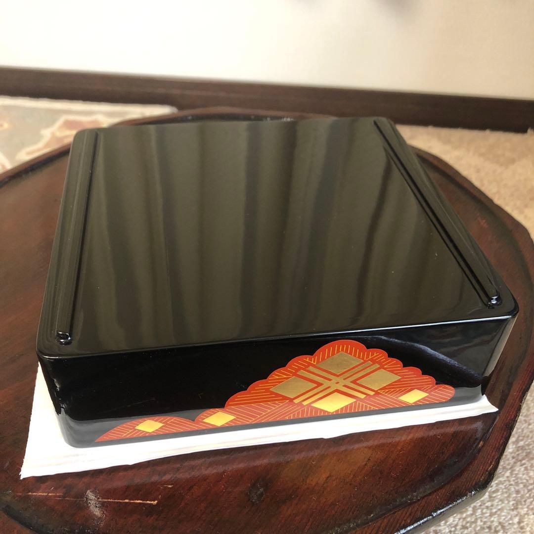 秀衡塗　重箱　三段重　菊紋　漆器　天然木　7寸×6.5寸　専用箱　未使用品　美品