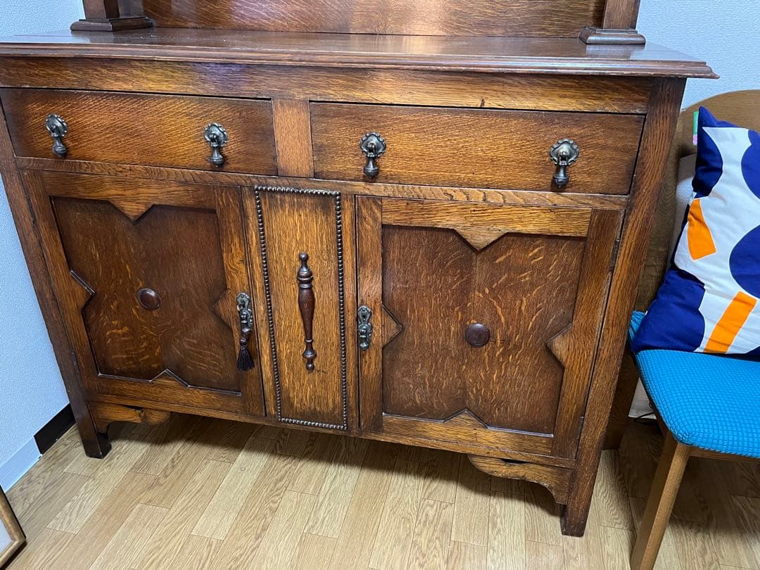 【アンティーク専門店で購入】オーク材 アンティーク家具 ミラー付き